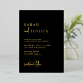 Invitation En Aluminium Glam Simple Calligraphie Script Mariage Black Gold (Debout devant)