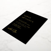 Invitation En Aluminium Glam Simple Calligraphie Script Mariage Noir Or (Rotation)