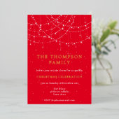 Invitation En Aluminium Glam String Lumière Neige Rouge Noël Party Luxe (Debout devant)