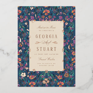 Invitation En Aluminium Glam Tropical Turquoise foncé Magenta