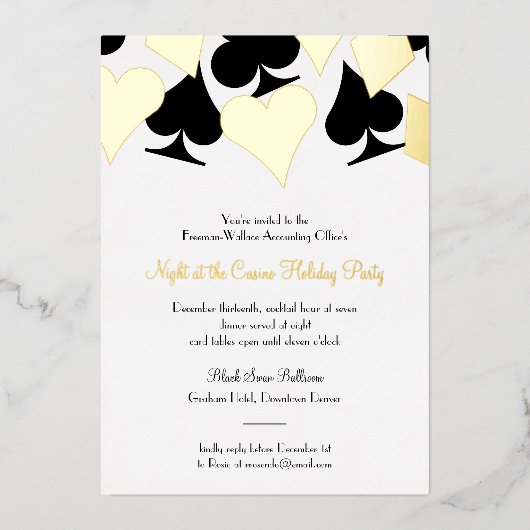 Invitation En Aluminium Glitzy Gold Card convient à un gala ou à un événem (Recto)