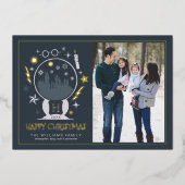 Invitation En Aluminium Globe de neige HOGWARTS™ | Joyeux Noël (Recto)