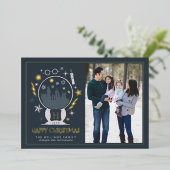 Invitation En Aluminium Globe de neige HOGWARTS™ | Joyeux Noël (Debout devant)