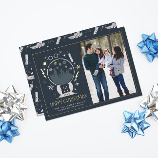 Invitation En Aluminium Globe de neige HOGWARTS™ | Joyeux Noël