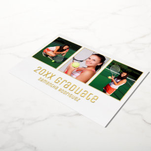 Invitation En Aluminium Gold 2025 Graduate 3 Photo Graduation Party