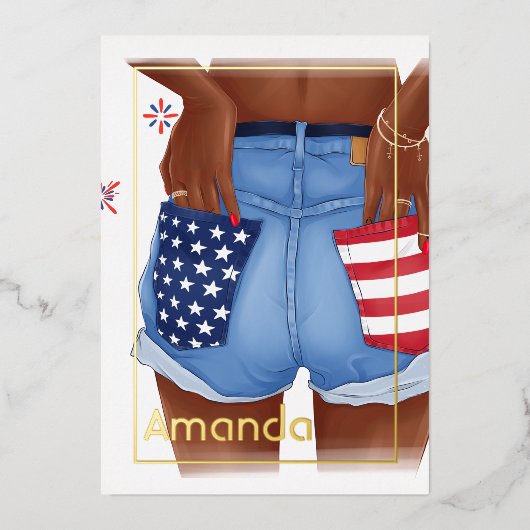 Invitation En Aluminium Gold American Birthday Party (Recto)