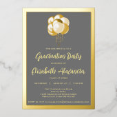 Invitation En Aluminium Gold Balloons Graduation Party (Recto)