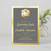 Invitation En Aluminium Gold Balloons Graduation Party (Debout devant)