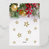 Invitation En Aluminium Gold Baubles Holly Berries Étoiles Noël (Verso)