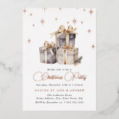Invitation En Aluminium Gold Beige Grey Festival présente Noël (Recto)