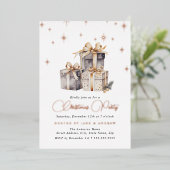 Invitation En Aluminium Gold Beige Grey Festival présente Noël (Debout devant)