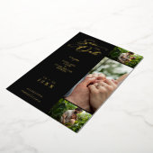 Invitation En Aluminium Gold Black Fancy Collage 3 Photos Couple Mariage (Rotation)