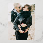 Invitation En Aluminium Gold Black Foil Botanique Photo Enregistrer La Dat (Verso)