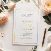 Invitation En Aluminium Gold Black Simple Elegance Romantique Script Maria