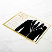 Invitation En Aluminium Gold & Black Suit & Cravate 40e Anniversaire de fê (Rotation)