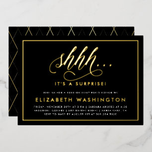 Invitation En Aluminium Gold & Black Surprise Anniversaire