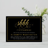 Invitation En Aluminium Gold & Black Surprise Anniversaire (Debout devant)