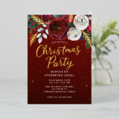 Invitation En Aluminium Gold Bloom Office Corporate Christmas Party  (Debout devant)