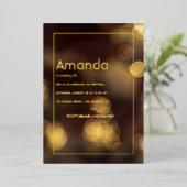 Invitation En Aluminium Gold Bokeh fête d'anniversaire (Debout devant)