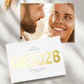 Invitation En Aluminium Gold Bold Big Date Simple Photo Enregistrer La Dat
