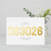 Invitation En Aluminium Gold Bold Big Date Simple Photo Enregistrer La Dat (Debout devant)