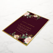 Invitation En Aluminium Gold Bourgogne Floral Frame Mariage Real (Rotation)