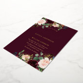 Invitation En Aluminium Gold Bourgogne Floral Sparkle Mariage Real (Rotation)