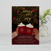 Invitation En Aluminium Gold Burgundy Cosy Hot Cocoa (Debout devant)