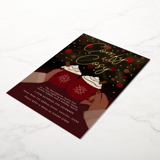 Invitation En Aluminium Gold Burgundy Cosy Hot Cocoa (Rotation)
