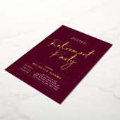 Invitation En Aluminium Gold Burgundy Moderne Brosse Script Retraite Party (Rotation)