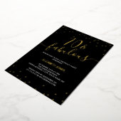 Invitation En Aluminium Gold Calligraphy Confetti 70e Fabuleux anniversair (Rotation)