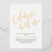 Invitation En Aluminium Gold Celebration With Us Script Modern Simple (Recto)