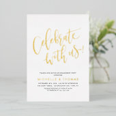 Invitation En Aluminium Gold Celebration With Us Script Modern Simple (Debout devant)