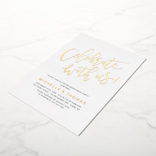 Invitation En Aluminium Gold Celebration With Us Script Modern Simple (Rotation)