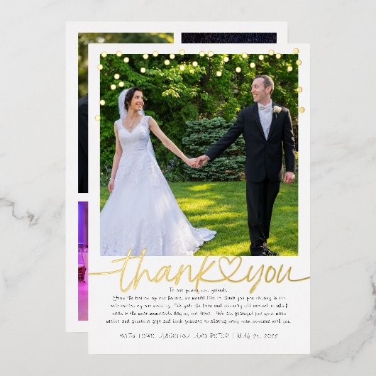 Invitation En Aluminium Gold Confetti à la main Lettres Mariage Merci (Recto/Verso)