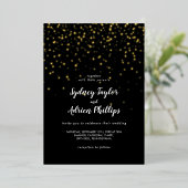 Invitation En Aluminium Gold Confetti|Black Décontracté Mariage Real Gold (Debout devant)