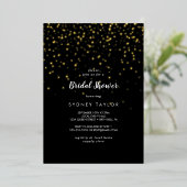 Invitation En Aluminium Gold Confetti|Black Fête des mariées Gold (Debout devant)