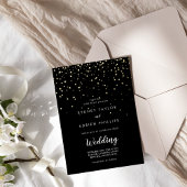 Invitation En Aluminium Gold Confetti|Black Front et Back Real Gold