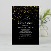 Invitation En Aluminium Gold Confetti|Black Rehearer Dinner Gold (Debout devant)