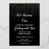 Invitation En Aluminium Gold Confetti|Black Two Devenez un or Mariage (Recto)
