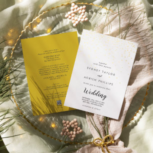 Invitation En Aluminium Gold Confetti Mariage avant et arrière