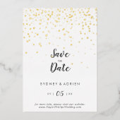 Invitation En Aluminium Gold Confetti Mariage Enregistrer La Date Or (Recto)
