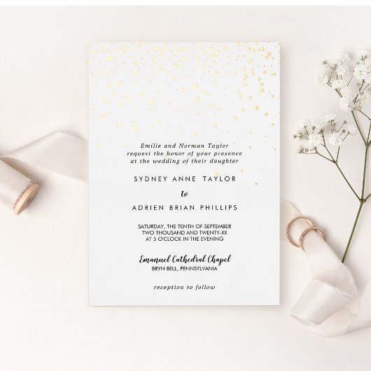 Invitation En Aluminium Gold Confetti Mariage traditionnel Or