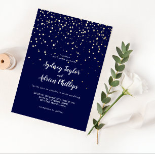 Invitation En Aluminium Gold Confetti Marine Décontracté Mariage Gold