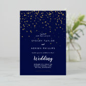 Invitation En Aluminium Gold Confetti|Marine Mariage informel Gold (Debout devant)