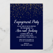 Invitation En Aluminium Gold Confetti|Navy Engagement Party Gold (Recto)