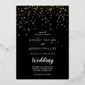 Invitation En Aluminium Gold Confetti|Noir Mariage informel Real Gold (Recto)