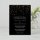 Invitation En Aluminium Gold Confetti|Noir Mariage traditionnel Real Gold (Debout devant)