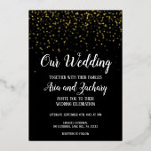 Invitation En Aluminium Gold Confetti|Noir Notre Mariage (Recto)
