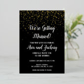 Invitation En Aluminium Gold Confetti|Noir Nous nous marions Mariage (Debout devant)